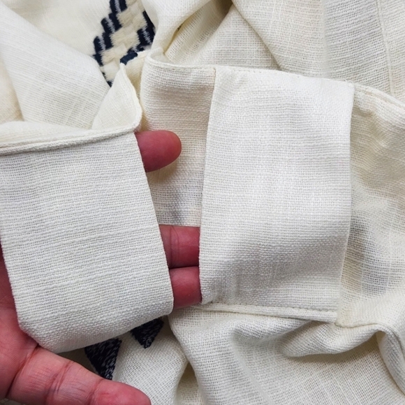 Anthropologie Embroidered Faiza Curtain 1 panel In Ivory Tufted embellishments - Picture 3 of 7